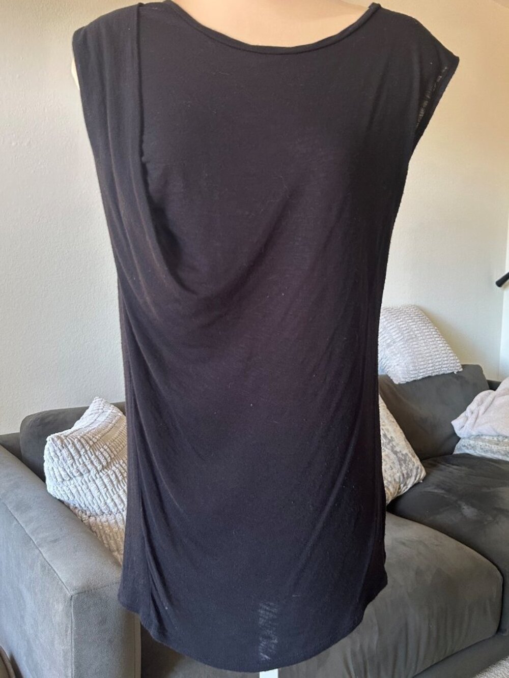 APT 9 Black Slub Knit Drape Front Top